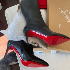 CV Pigalle Botta 85 Calf VIP Red Bottom Black Boots